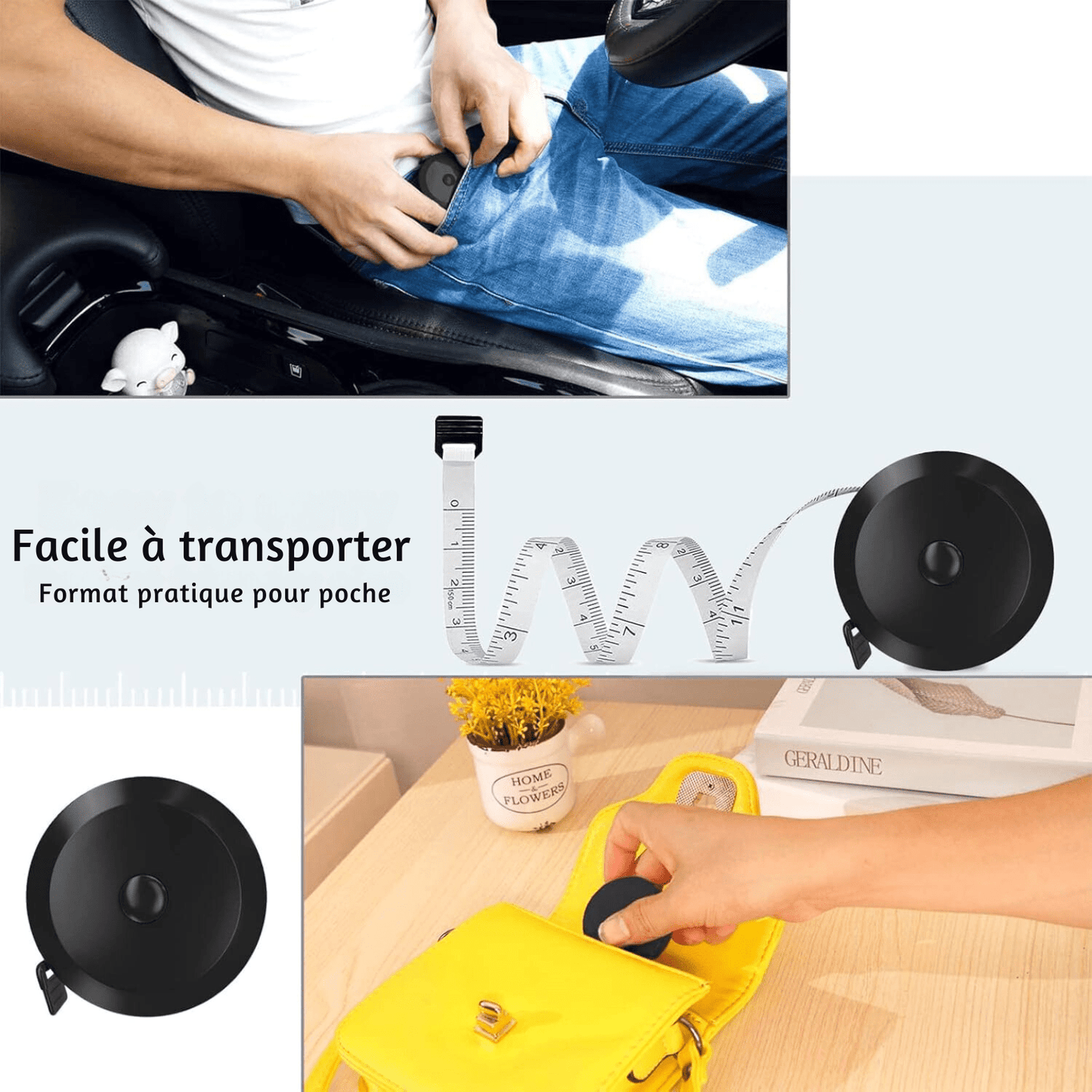 Mètre Ruban - TapeMini™ - Noir & Blanc - Projet Brico