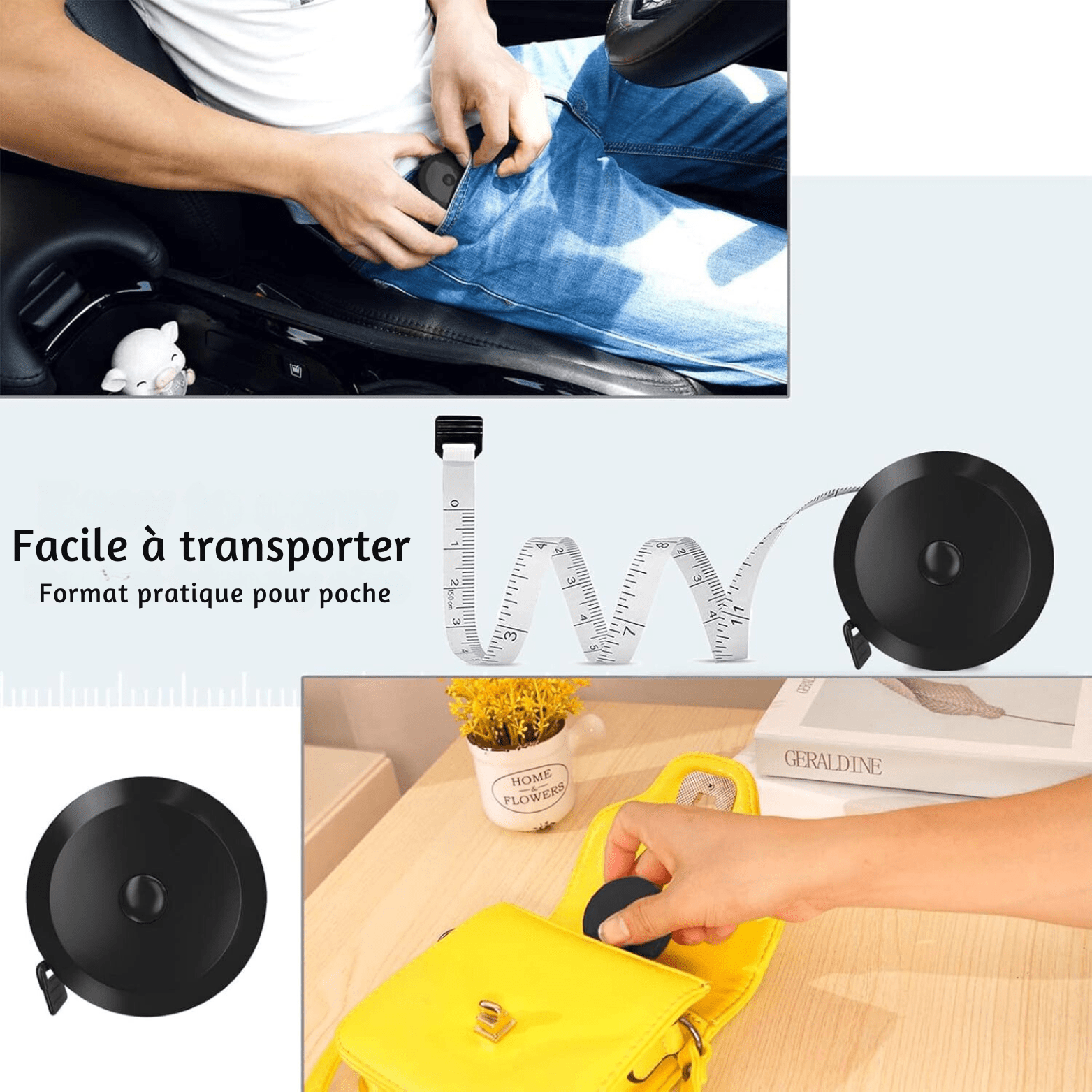 Mètre Ruban - TapeMini™ - Noir & Blanc - Projet Brico