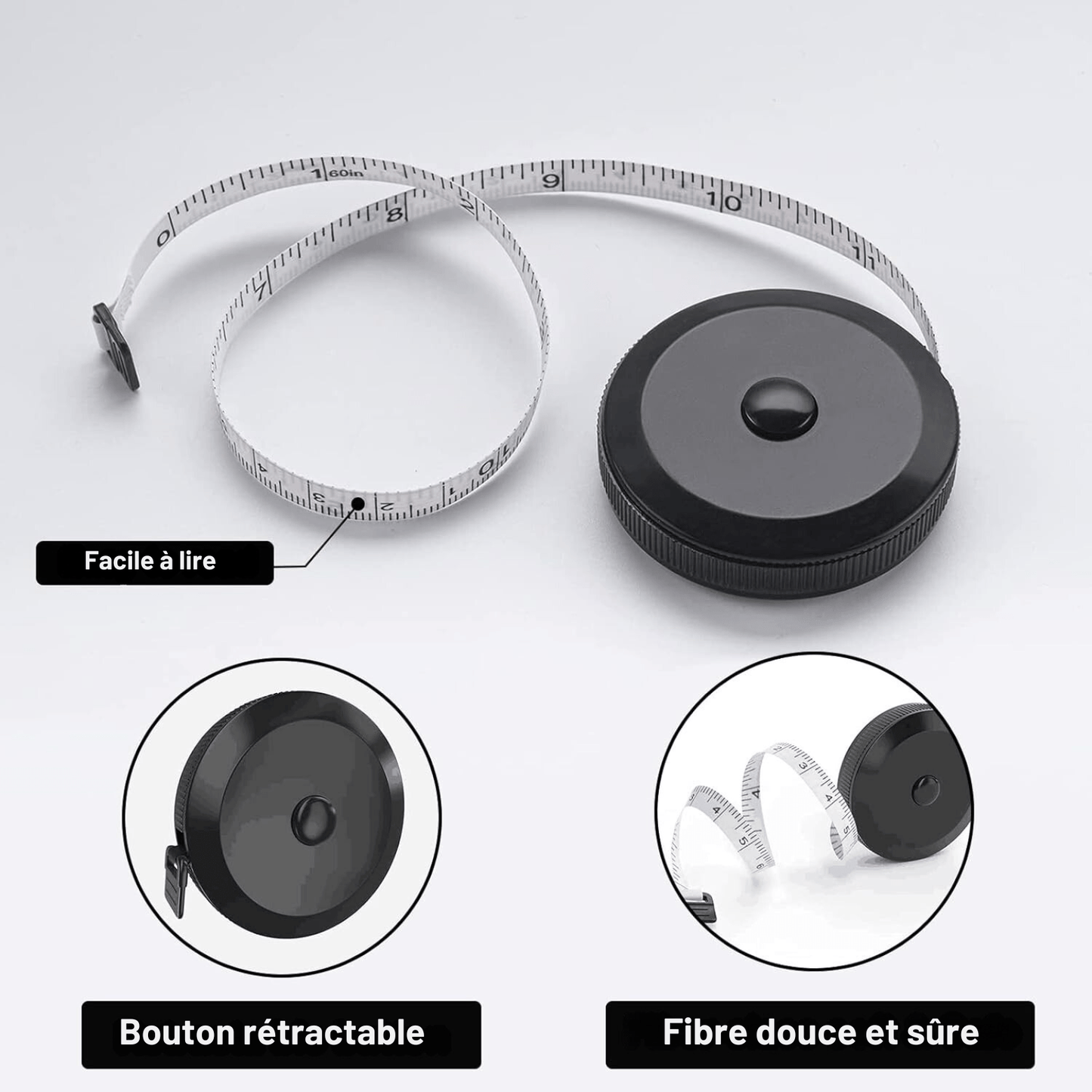 Mètre Ruban - TapeMini™ - Noir & Blanc - Projet Brico