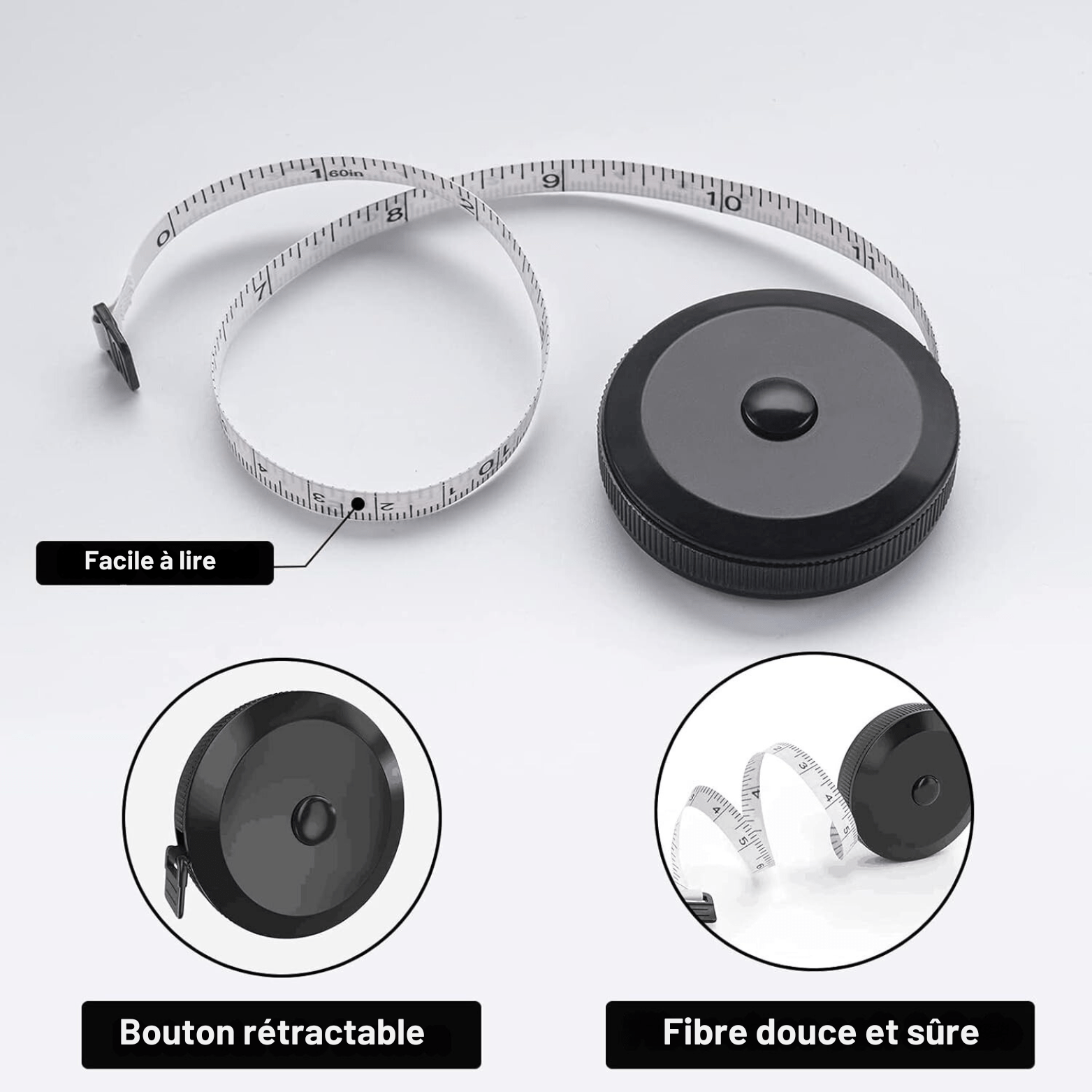 Mètre Ruban - TapeMini™ - Noir & Blanc - Projet Brico